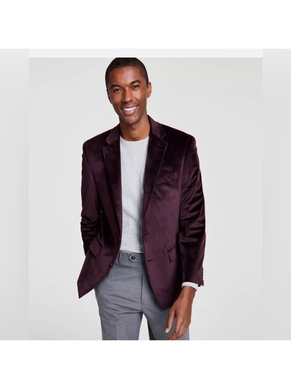Michael Kors Kent Men's Classic Fit Velvet Sport Coat Blazer - Rich Burgundy NWT